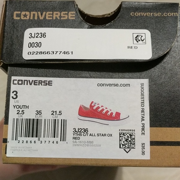 red converse youth size 3